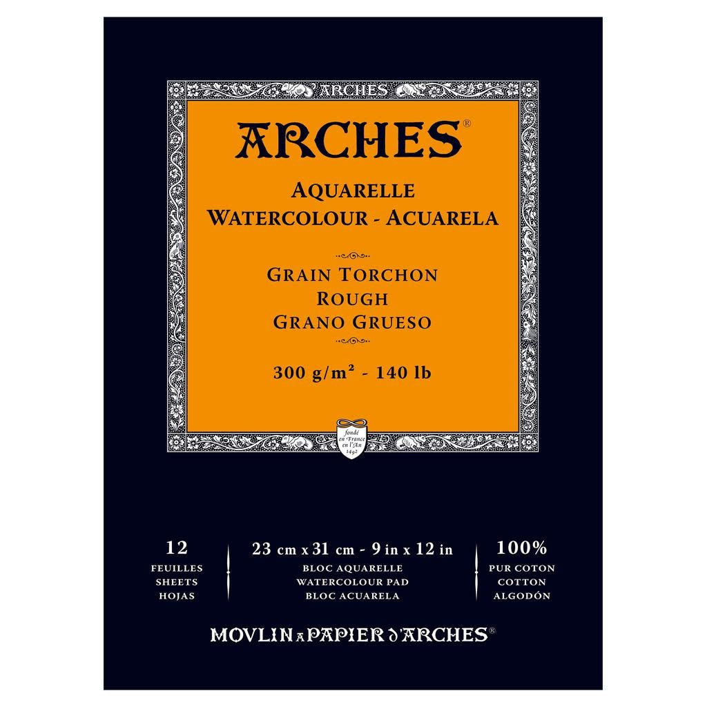 Arches Aquarelle Watercolour Pad - Cold Pressed, 100% Cotton - 12 Sheets (9 x 12in / 23 x 31cm)