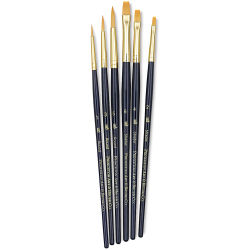 Princeton Real Value Brush Set - Synthetic Hair, Golden Taklon, Short Handle (Set of 6)