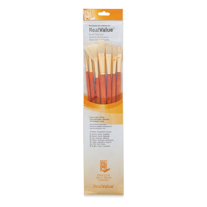 Princeton Real Value Brush Set - Natural Hair, Bristle, Long Handle (Set of 7)