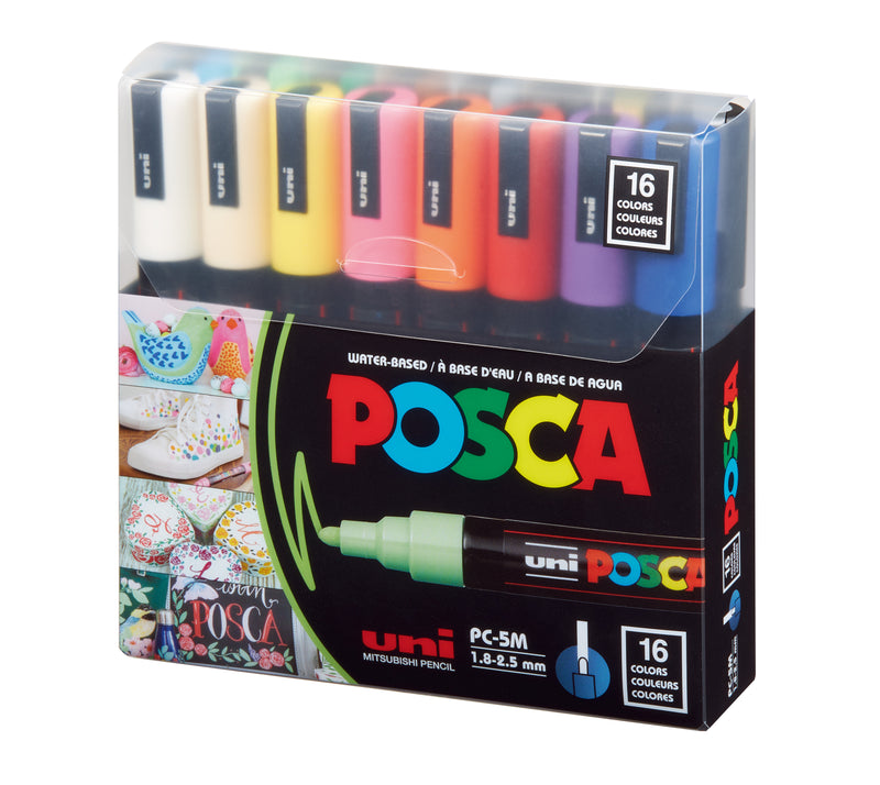POSCA Paint Marker Set of 8 & 16 Colours, PC-5M Medium