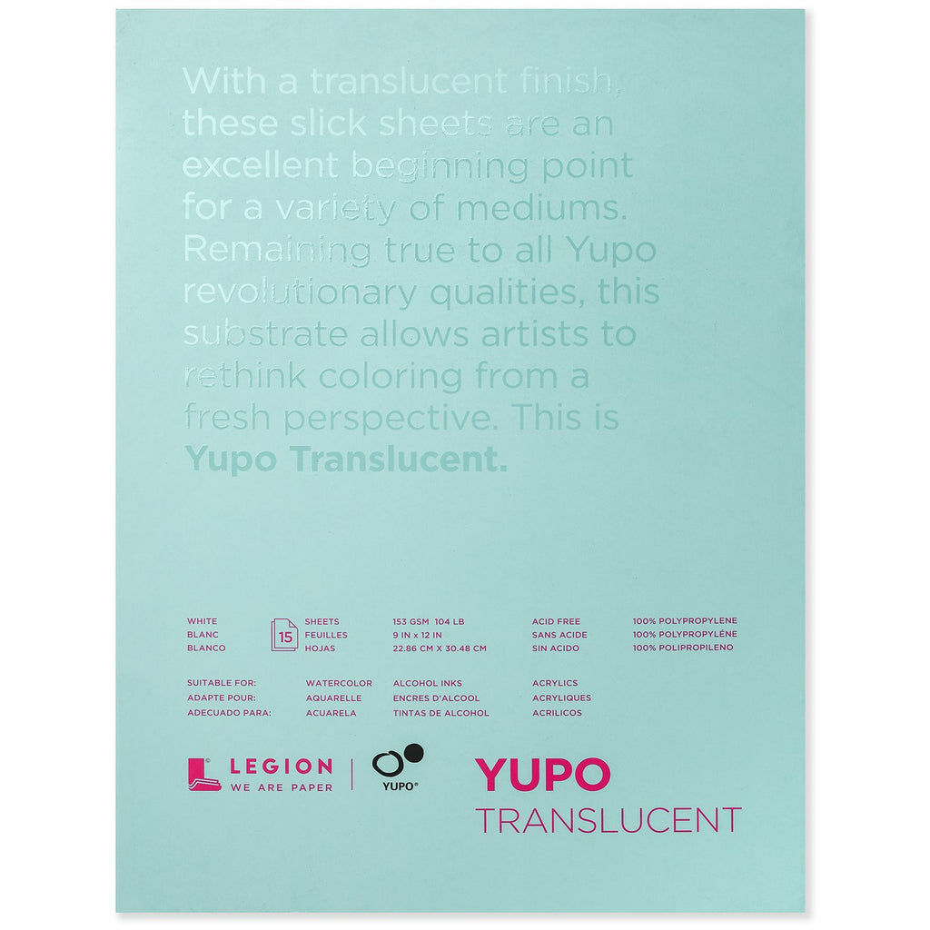 Yupo Translucent Watercolour & Wet Media Paper Pad, 15 Sheets