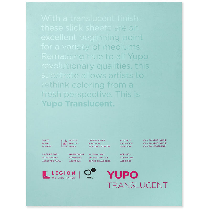 Yupo Translucent Watercolour & Wet Media Paper Pad, 15 Sheets