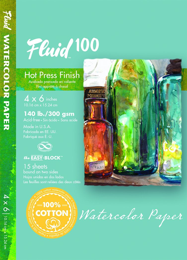 Fluid 100 Watercolour Paper Block, Hot Press