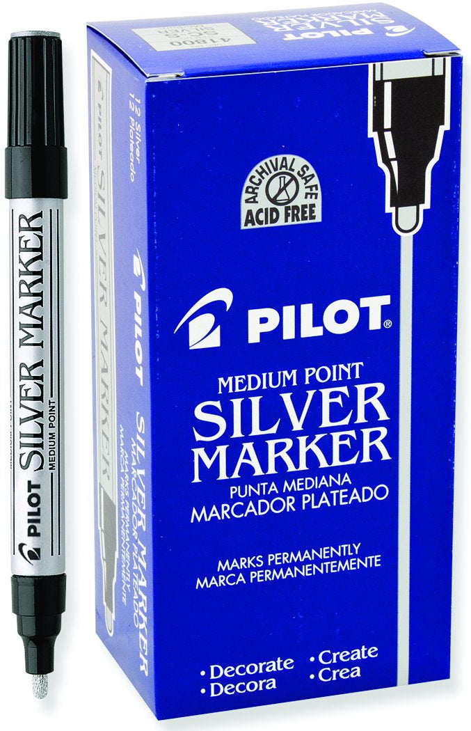 Pilot Metallic Permanent Marker, Medium, Silver