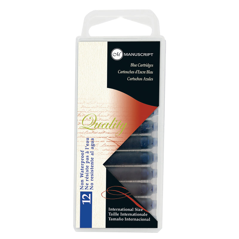 Manuscript Calligraphy Ink Cartridges, Blue & Sepia, 12/Pkg.
