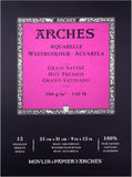 Arches Aquarelle Watercolour Pad - Cold Pressed, 100% Cotton - 12 Sheets (9 x 12in / 23 x 31cm)