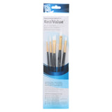 Princeton Brush Real Value 5-Brush White Taklon Brush Set, Round 1, 4, Angle Shader 3/8, Shader 4, 8