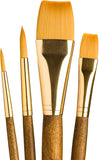 Princeton Real Value Brush Set - Synthetic Hair, Golden Taklon, Short Handle (Set of 4)
