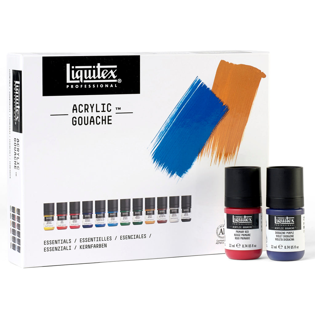 Professional Acrylic Gouache, Set, 6-Colors, 59ml, Primaries