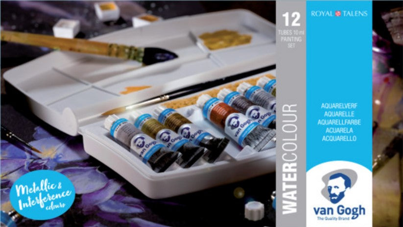 Van Gogh Watercolor Paint Set, Plastic Pocketbox, 12-Half Pan Vibrant  Colors Selection