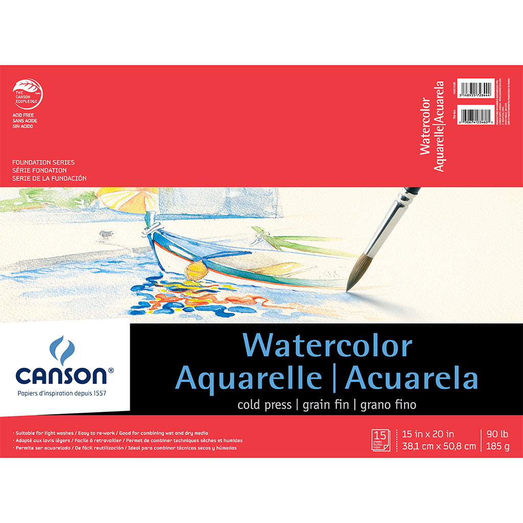 Canson Foundation Watercolour Pads, 15 Sheets/Pad.
