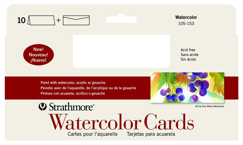 Strathmore Watercolour & Acrylic Greeting Cards, 10 or 100 Cards
