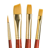 Princeton Real Value Brush Set - Synthetic Hair, Golden Taklon, Short Handle (Set of 4)