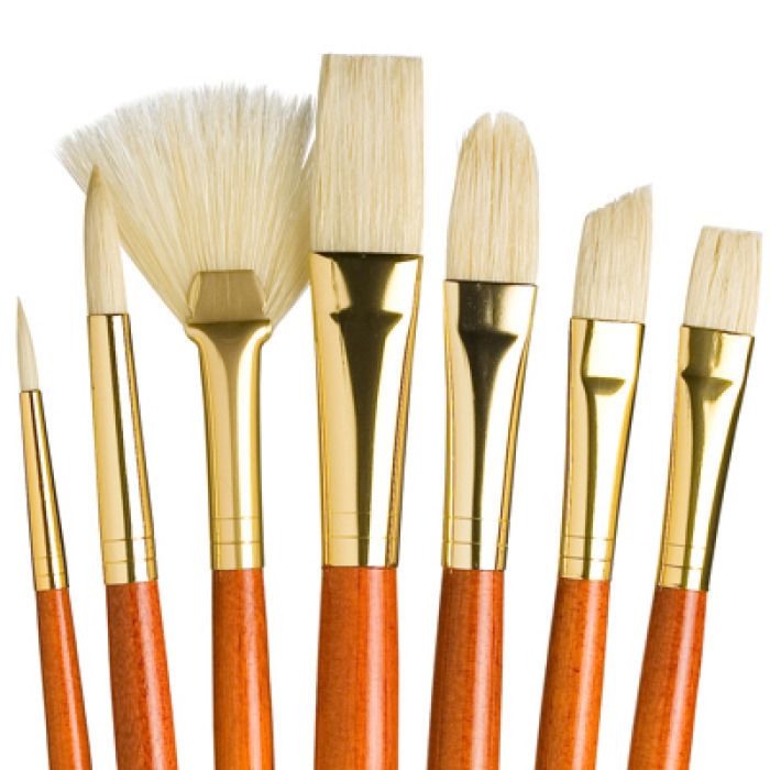 Natural Hair, Bristle, Long Handle (Set of 7)