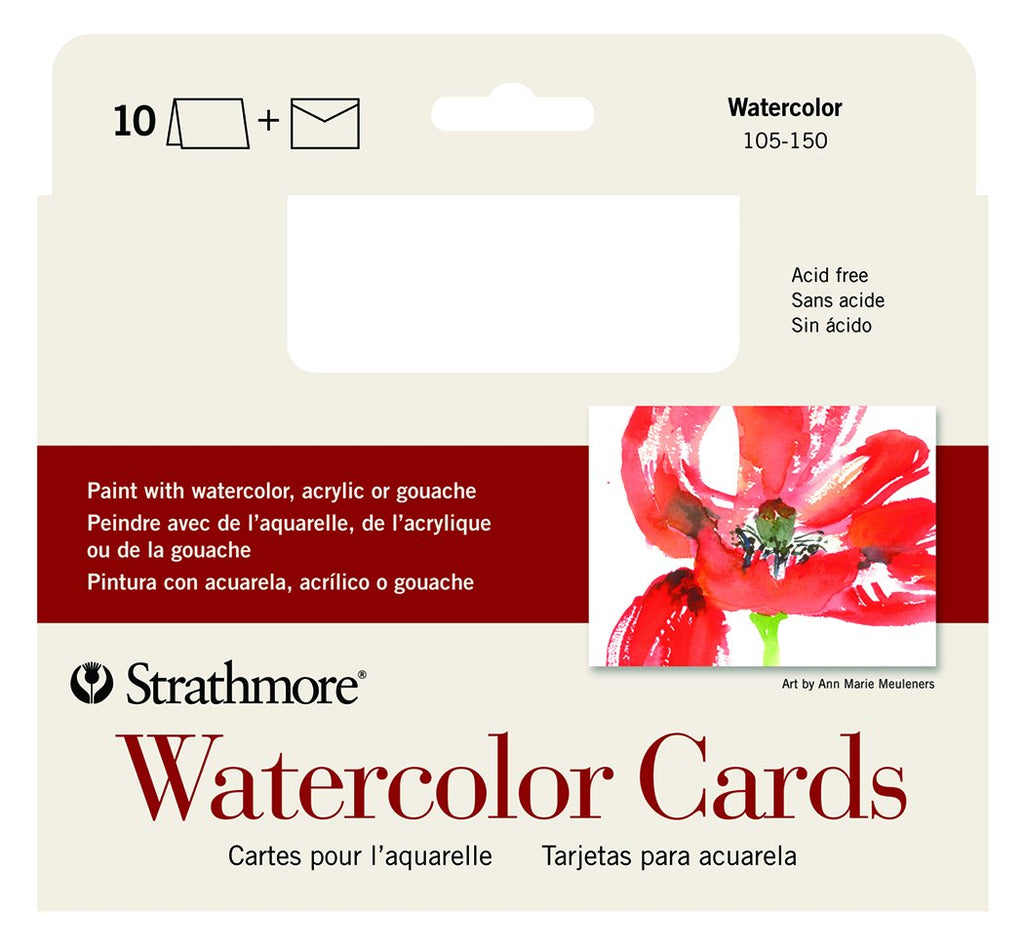 Strathmore Watercolour & Acrylic Greeting Cards, 10 or 100 Cards
